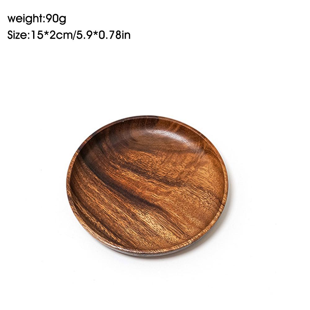 Whole Wood Lovesickness Wood Solid Wooden Pan Plate Fruit Dishes Saucer Tea Tray Dessert Dinner Plate Round Shape Tableware