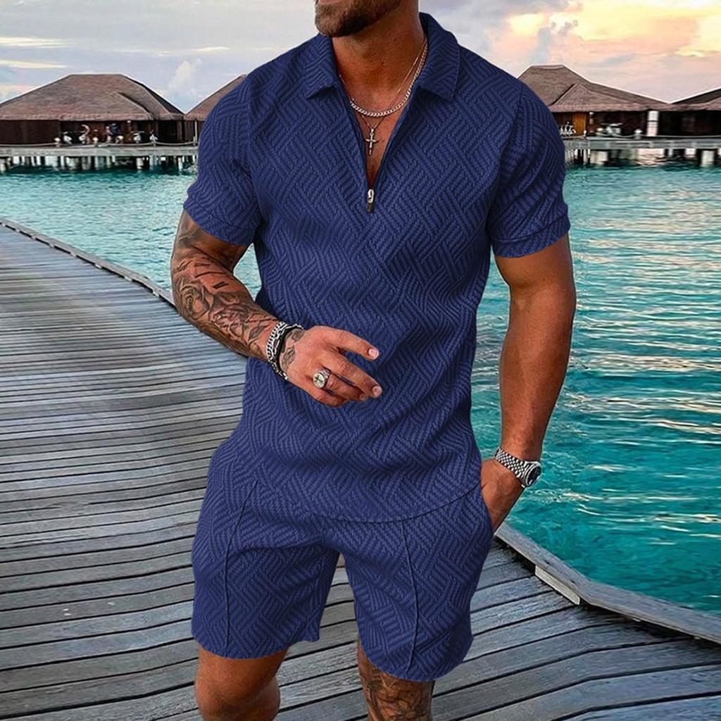 Completi corti da uomo Completi Tuta estiva da 2 pezzi Camicia a maniche corte e pantaloncini Set Completo sportivo casual