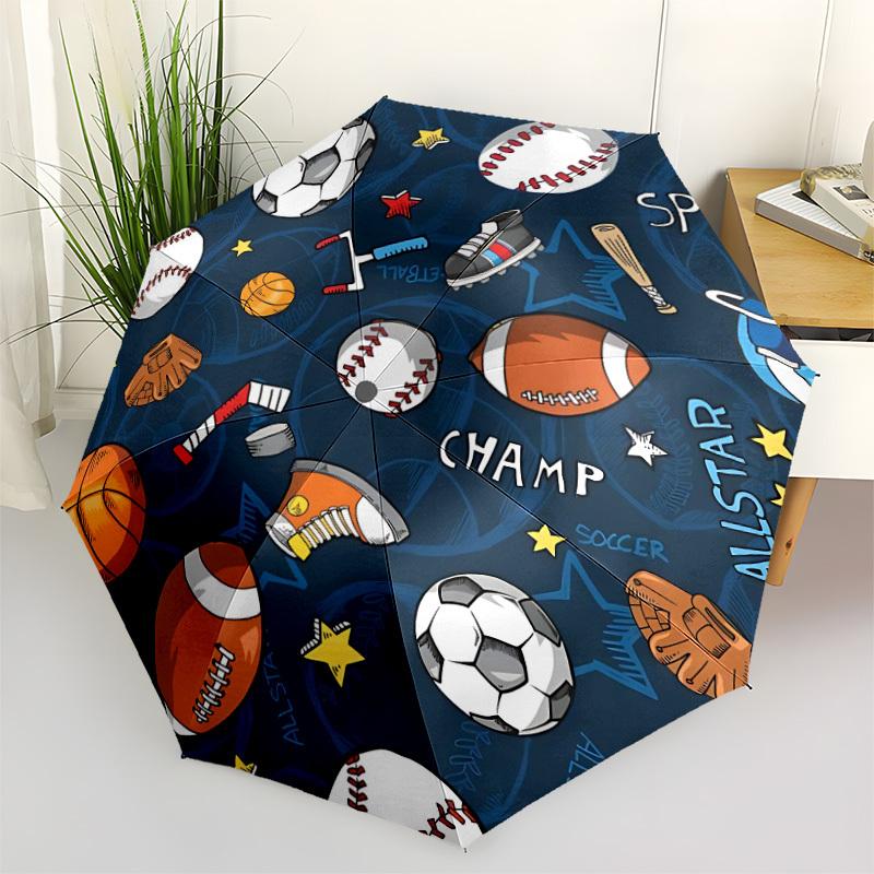 1pc Sports Champions Automatic Umbrella with 8-Rib Compact Design, Foldable & Portable for Outdoor Leisure, Everyday Use175