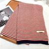 Japanese and Korean retro female protagonist classic versatile soft waxy striped knitted scarf couple fashionable warm scarf women winter
