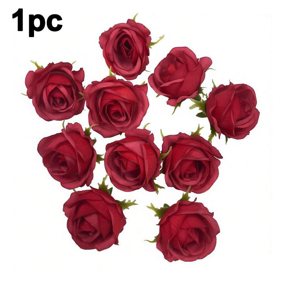 1pc Silk Artificial Flowers Table Wreath Realistic Rose Flower Head Diy Craft Soft Home Decoration Photography Props