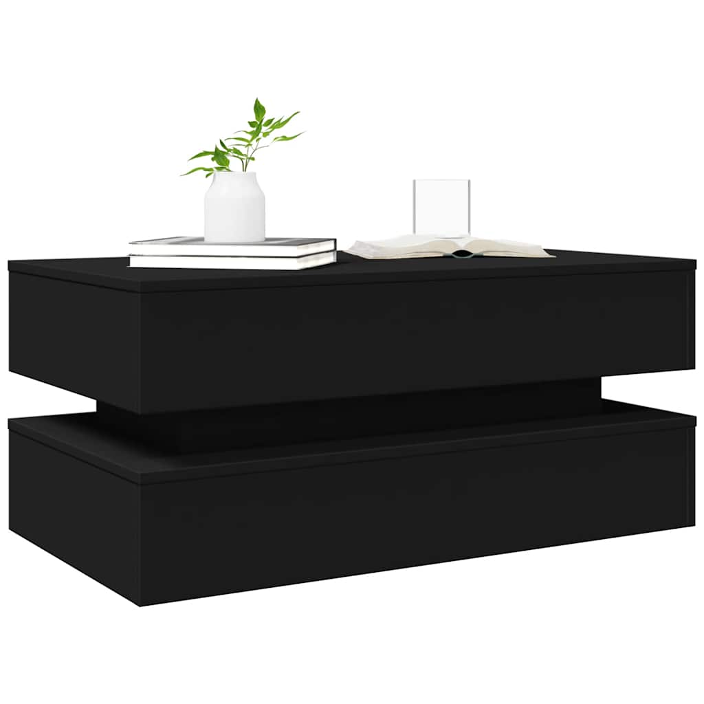 LED Coffee Table Black 90 X 50 X 40 Cm