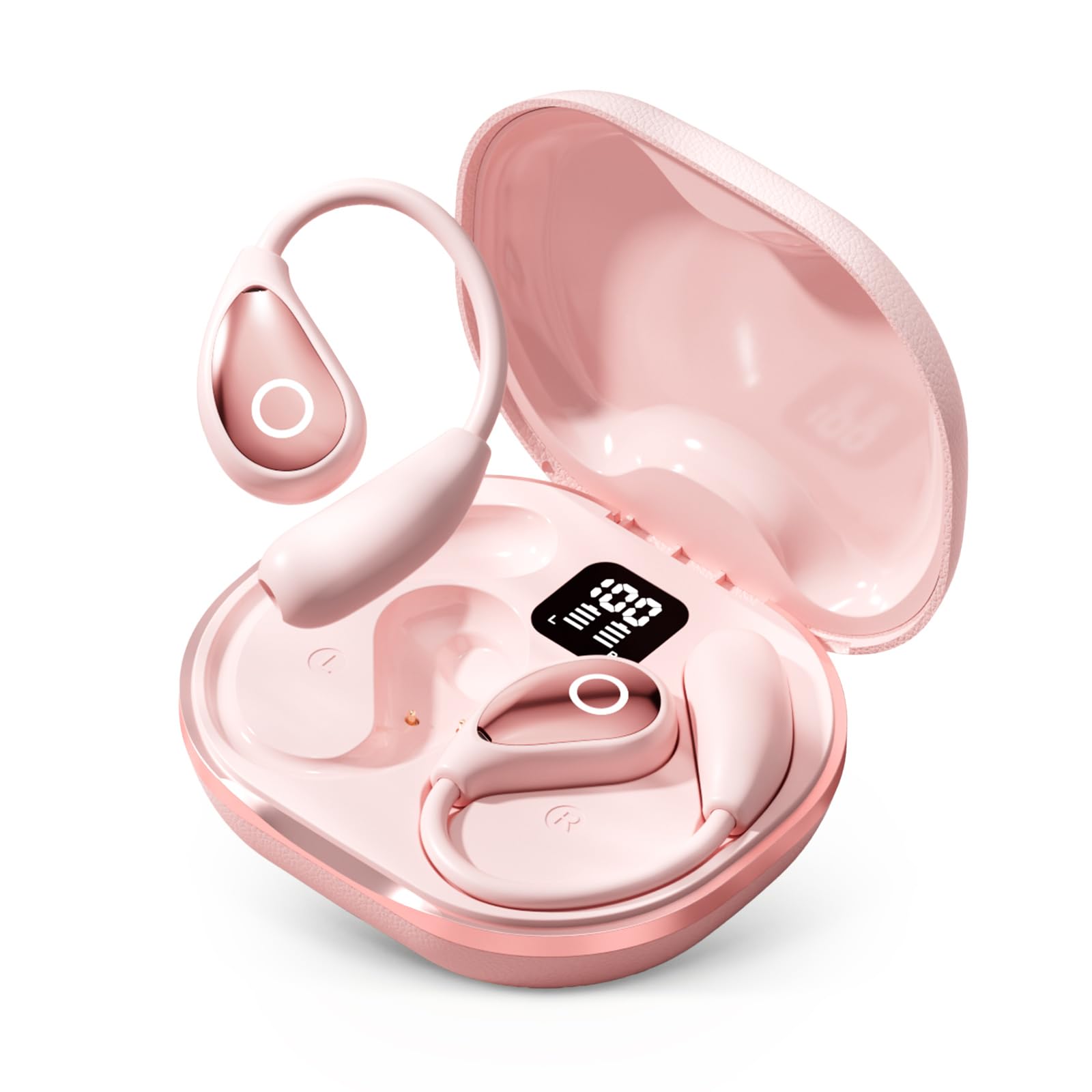 

Беспроводные Bluetooth-наушники Звук Bluetooth Мгновенно До 100 часов костной проводимости Воздушные Без утечки звука Светодиодный индикатор уровня заряда батареи IPX7 Идеально для и розовый