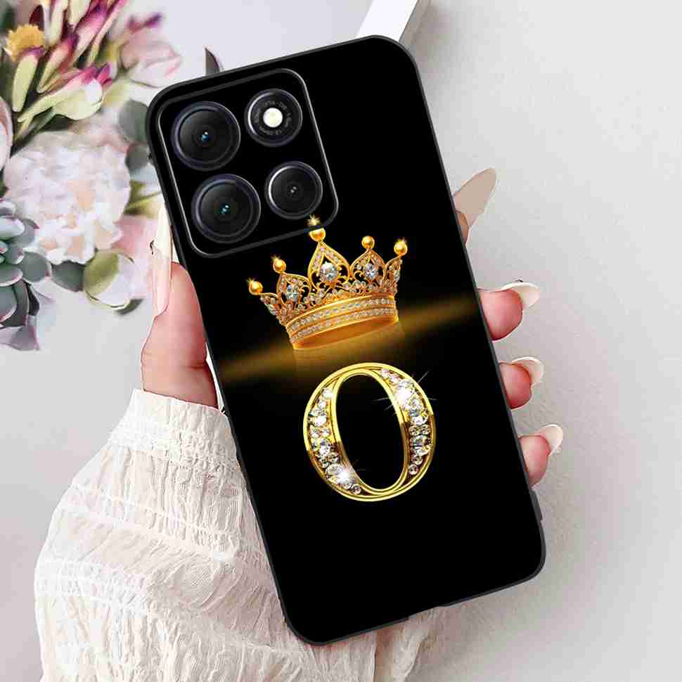Hot For Motorola Moto G86 5G Case Crown Letters A-Z Soft Silicone Black TPU Cover For MOTO G86 XT2527-2 6.67" Protective Shell