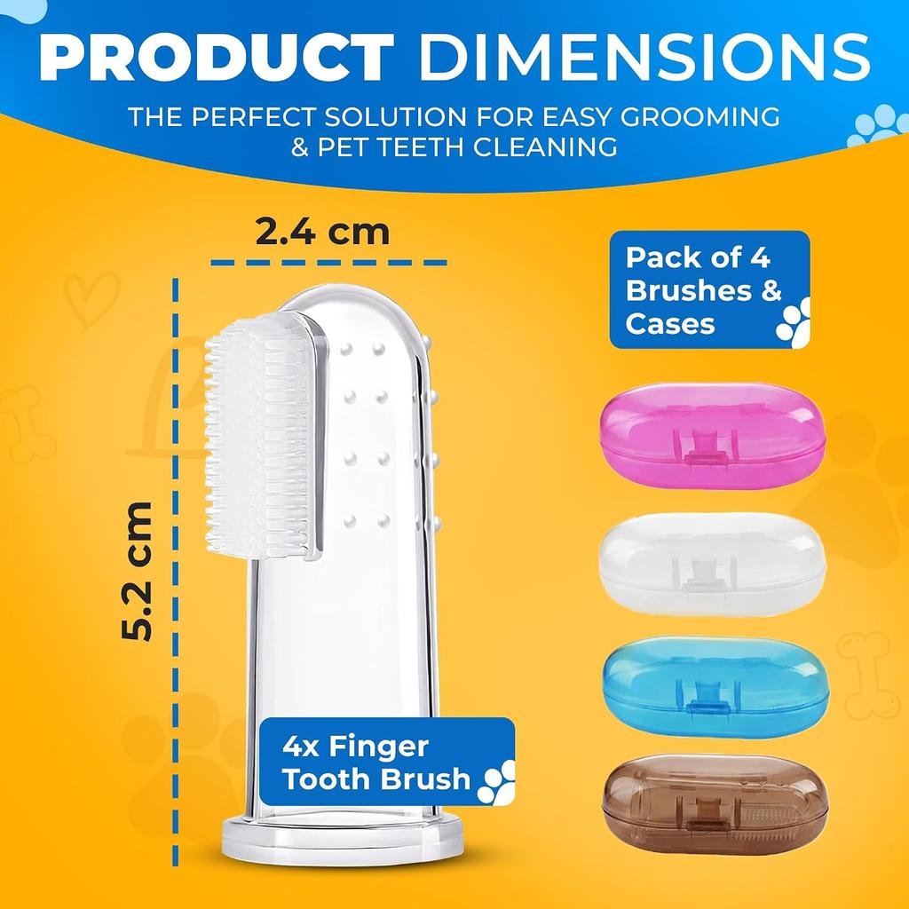 Dog Toothbrush Kit with Travel Cases – Silicone Finger Toothbrushes for Dogs & Cats – Pet Dental Care, Dog Teeth Cleaning, Fresh Breath