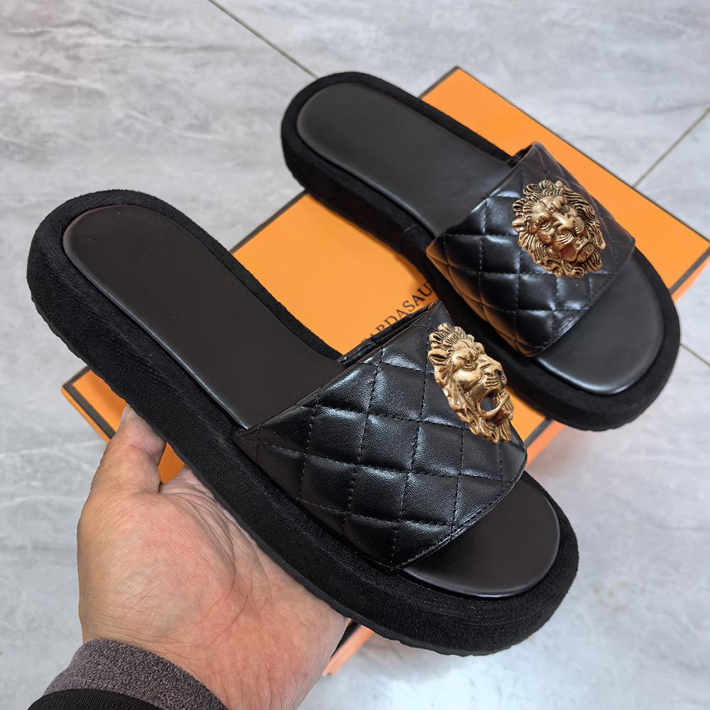 

New women s Slipper flat bread turtleneck sandals ve rsatile plus size beach shoes designer outdoor luxury Slipper 43 44 чёрный