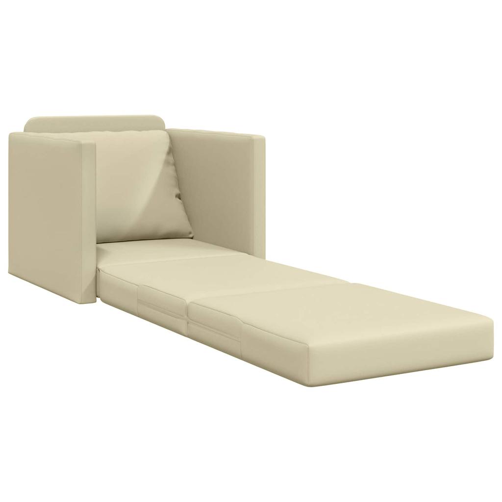 60 Cm Cream Faux Leather Sofa Bed