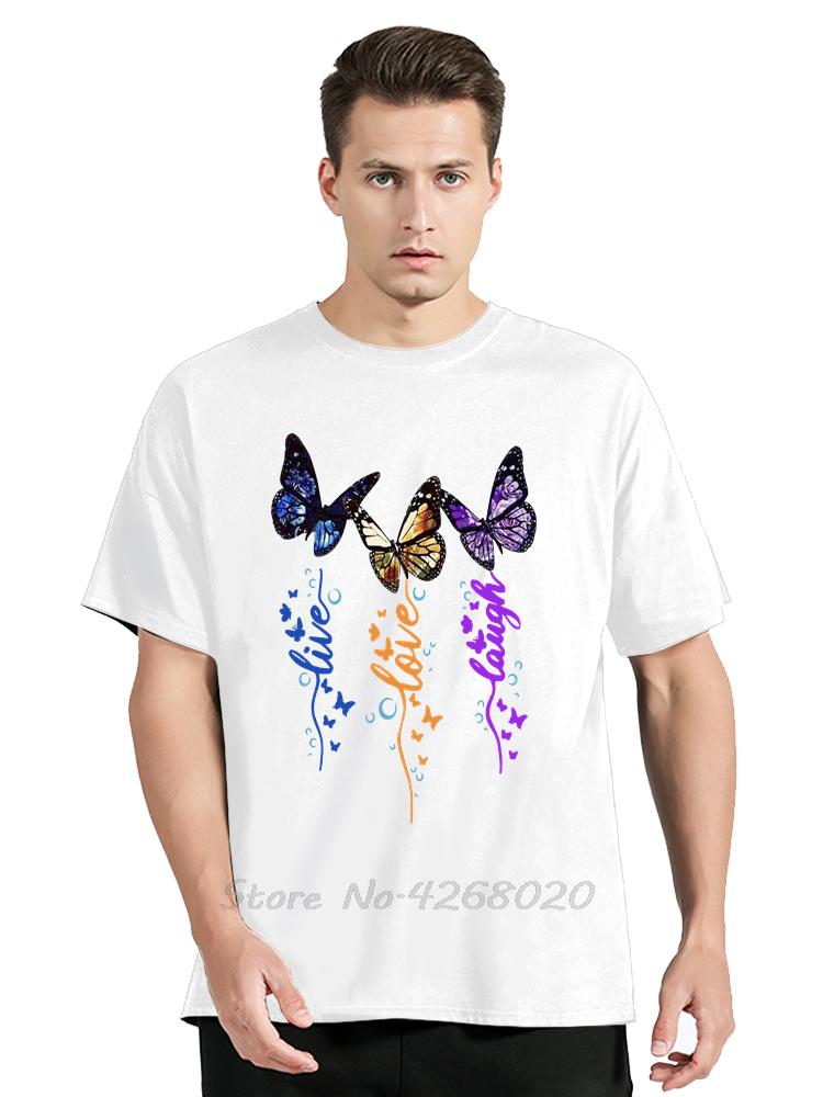 Mens Clothing Colorful Butterfly Petal Oversized Tshirt Short Sleeve Round Cotton Tshirt Cute Graphic Fitness T Shirt Female