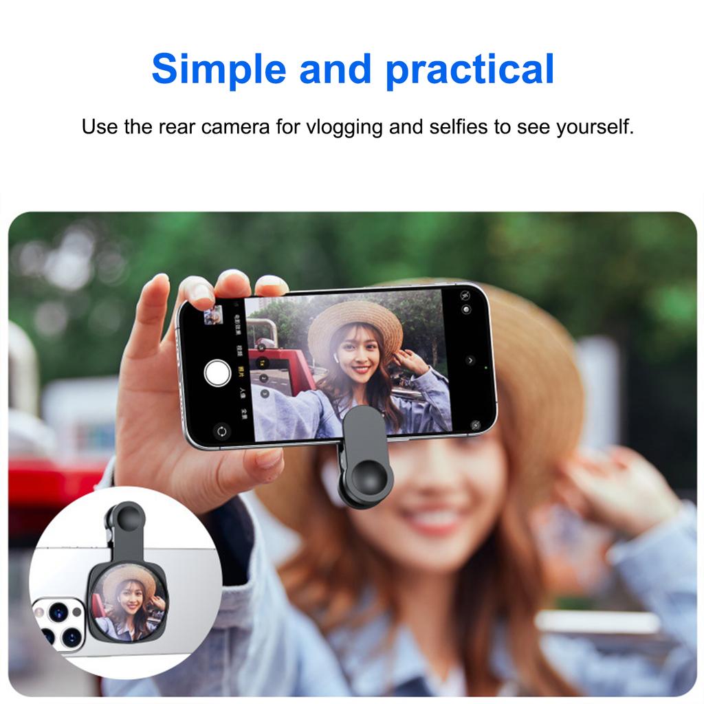 Phone Rear Camera Selfie Mirror with BT Remote Control for Selfie Vlog Live Stream