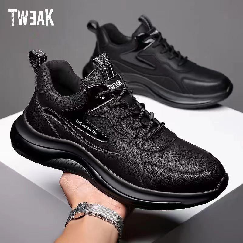 New men's shoes leather waterproof and wear-resistant work shoes autumn and winter Korean version fashion versatile trendy running sports shoes