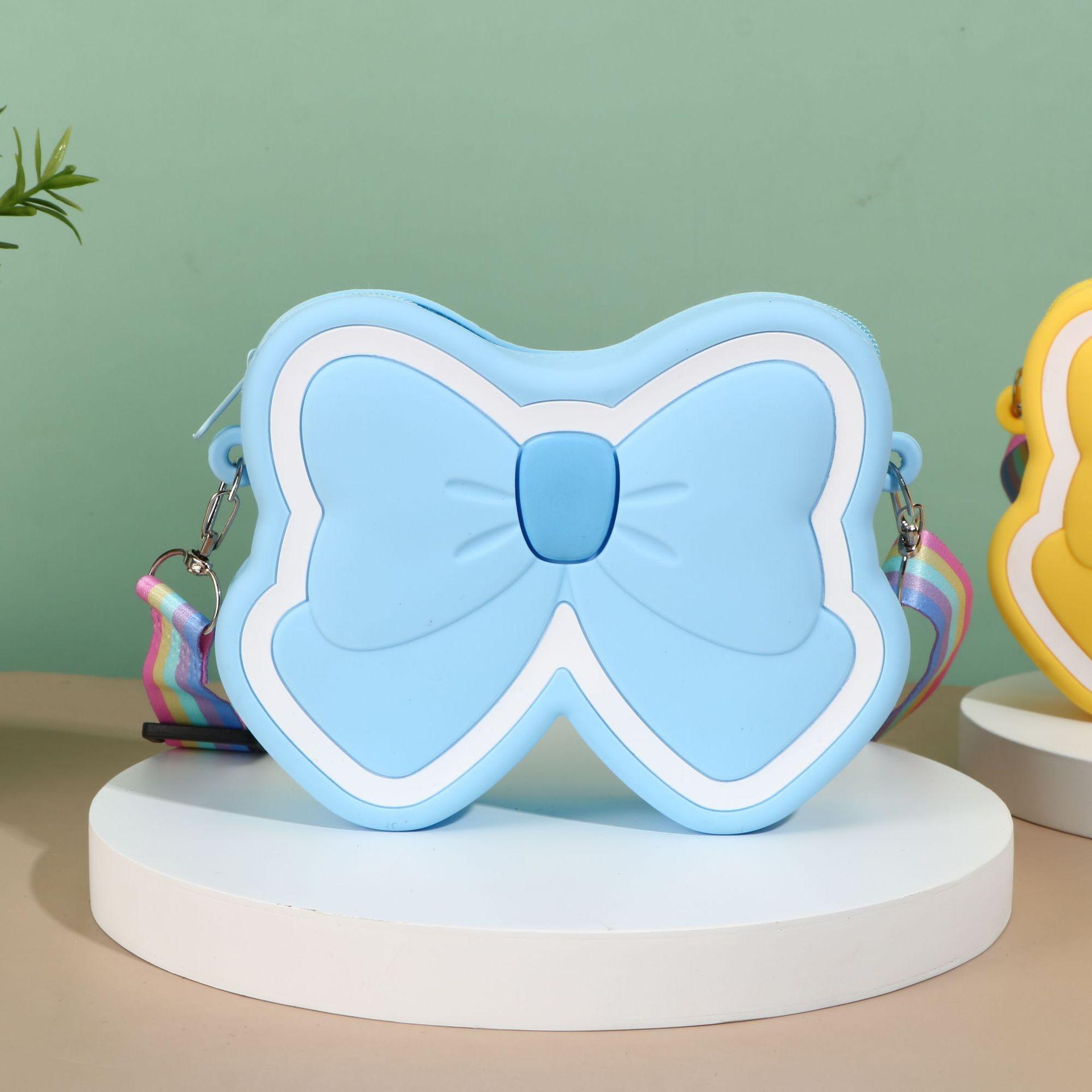 Новая повседневная высококачественная дизайнерская детская сумка на плечо, силиконовая милая сумка-мессенджер с бабочкой, модная силиконовая сумка для девочек для девочек синий