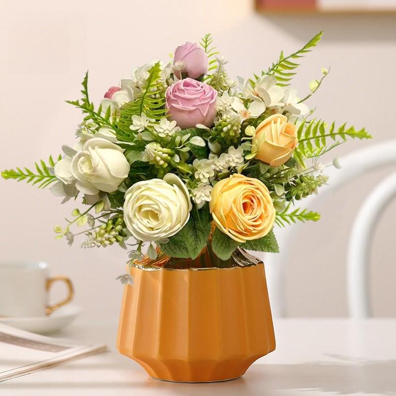 Nordic Simulation Flower 5-Forked Persian Grass Rose Fake Flower Decorate Wedding Venue with Floral Bouquets  Decorations Shooting Props