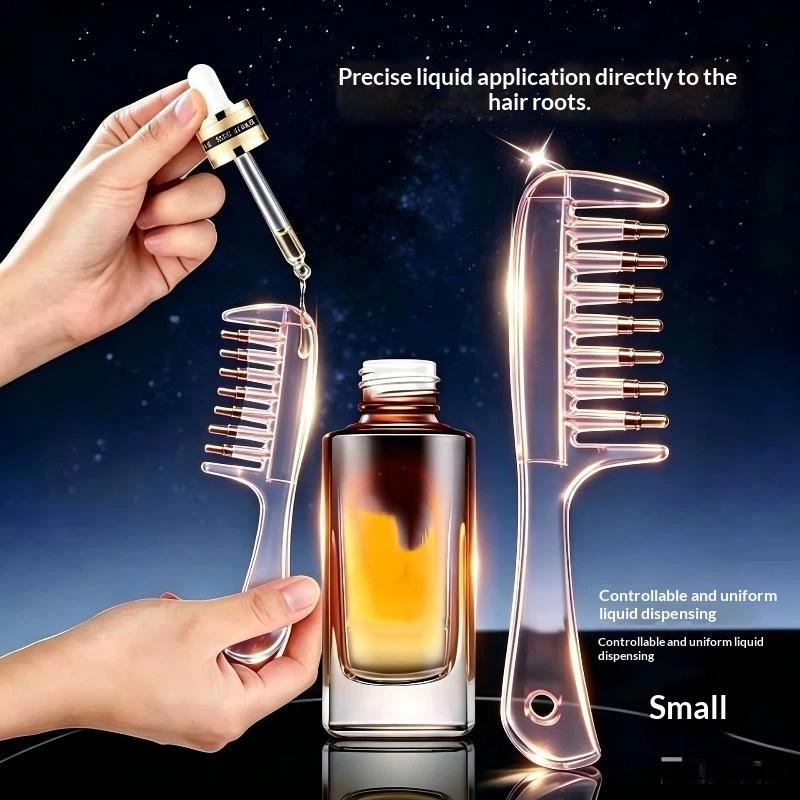 Liquid Reservoir Essential Oil Applicator Massage Comb Metal Teeth Gentle Scalp Massager for Hair Nourishing Home Salon Use