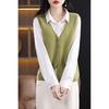 Women's V-Neck Wool Vest, Sleeveless Cardigan Sweater for Spring and Autumn