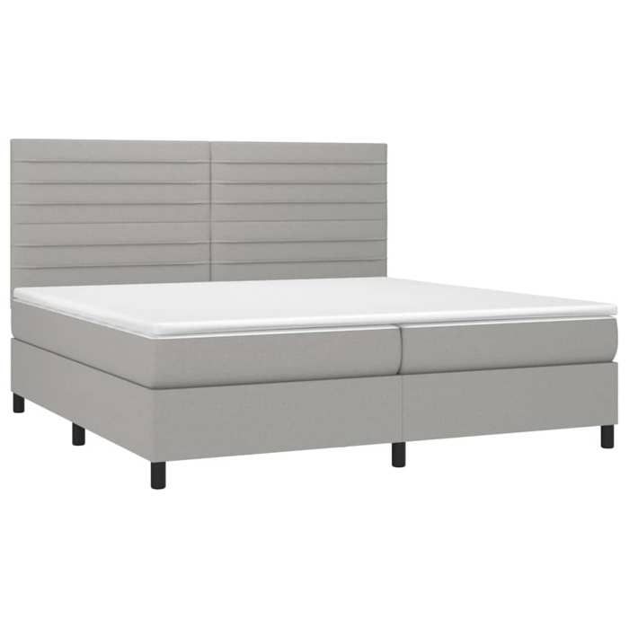 VidaXL Sommier à Lattes de Lit avec Matelas et LED, Lit Rembourré avec Tête de Lit, Lit Double, Lit Adulte de Chambre, 3134981