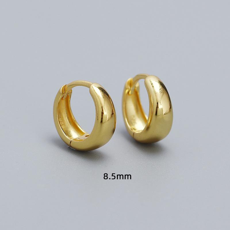 Plain Gold Tapered Hoop Earrings 18K Gold Plated 925 Sterling Silver Small Huggies Hoops Earrings Jewelry