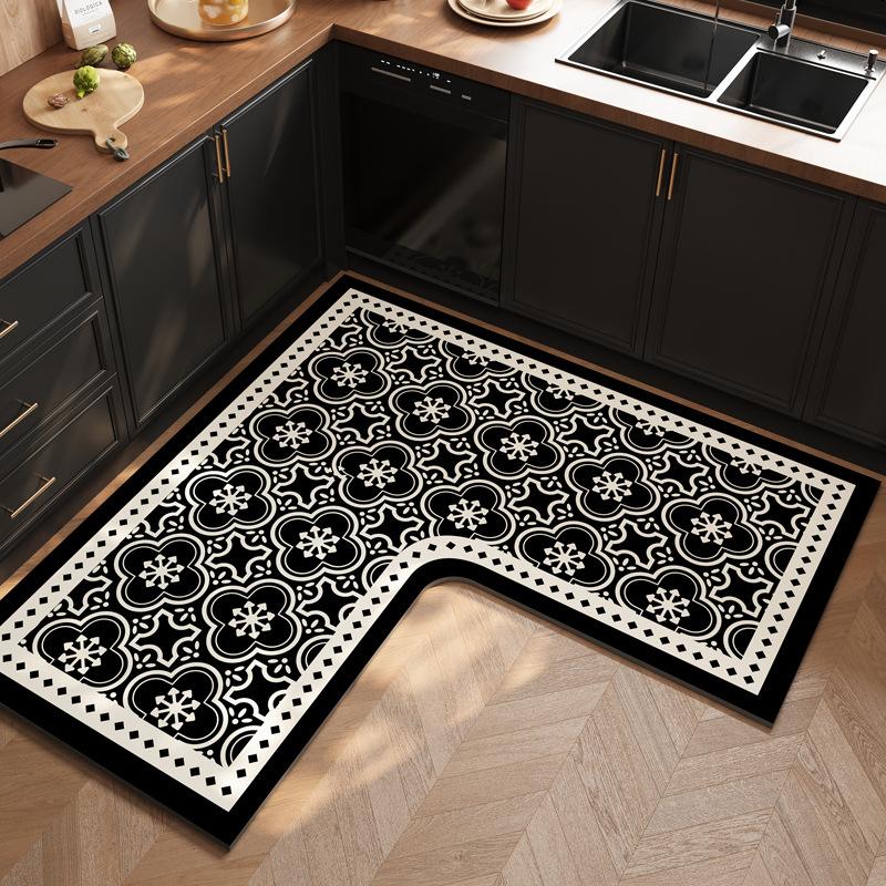 French L-Shaped Kitchen Floor Mat, Wear-Resistant, Scratch-Resistant And Non-Slip Mat, Water-Absorbing And Oil-Absorbing Quick-Drying Foot Mat, House