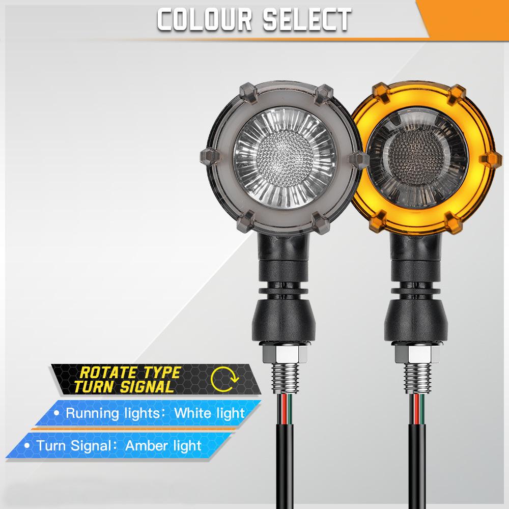 Motorcycle LED Turn Signals Lights Amber Flasher Blinker Lamps Retro Dual-Color Turn Signal Light 12V 10mm Moto Indicator Lamp