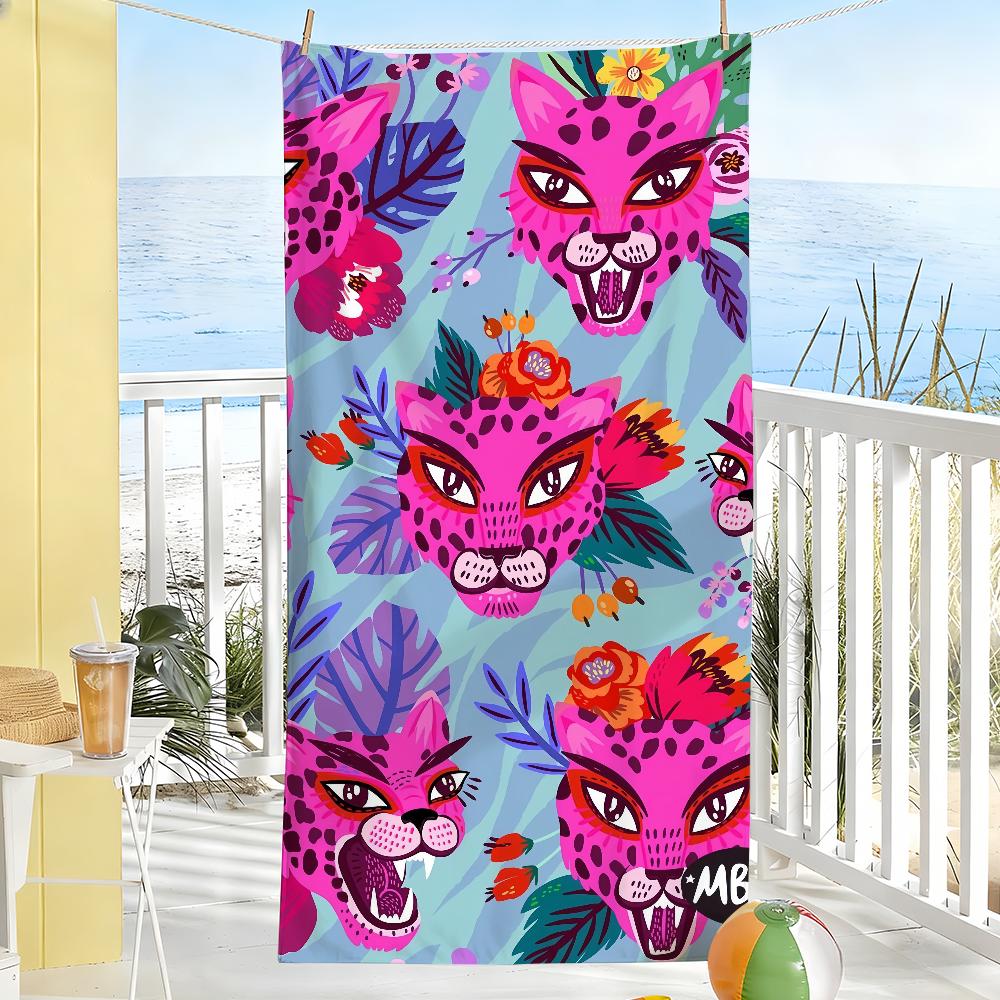 

Fashion Tropical Leopard Beasts Towel Soft Pool Gift For Travel Gym Shower Camping Quick Dry Sports Large Beach Towels W40*H60(CM)