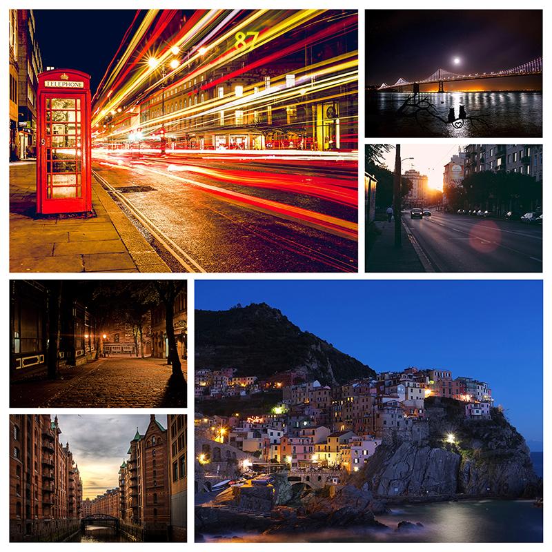 City Street Night Backdrop for Photo Studio Urban View Photography Background Retro Architecture Video Stream Poster