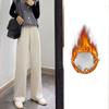 Wide-leg Pants for Women in Autumn and Winter, Thickened with Fleece, High Waist, Loose and Slimming, Floor-length Straight Casual Long Pants