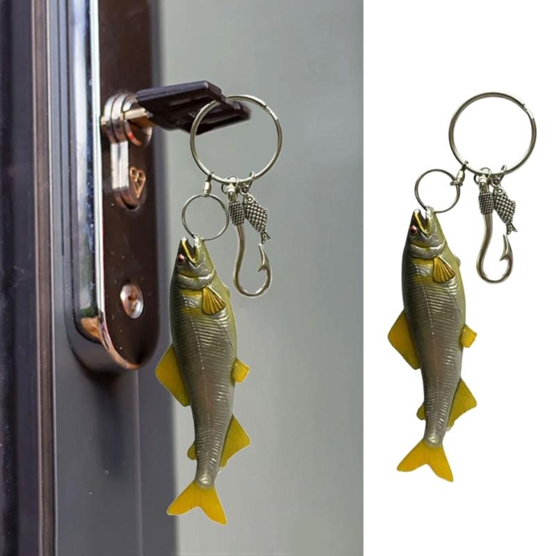 Acrylic Fish Keychain Accessory for Bag Use and Daily Carry, Metal Hook Detail, Fishing Theme Style for Display Placement