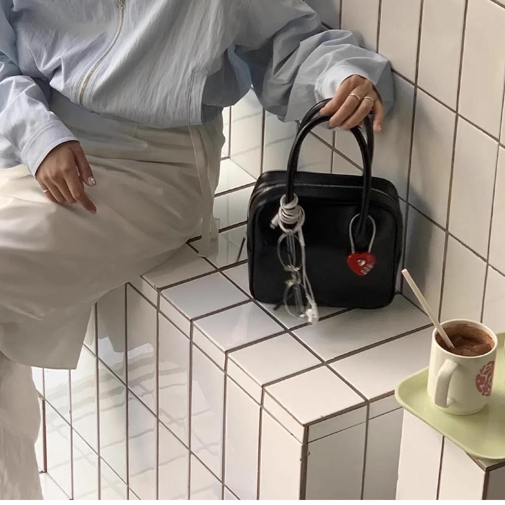 INS Korean Red Heart Lock Keychain Y2K Emo Aesthetic Vintage Charm Keychain Bag Pendant Punk Sweet Accessories Harajuku Jewelry