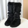 Spicy Girl Thigh-High Fur Snow Boots with Buckle, 2025 Edition.