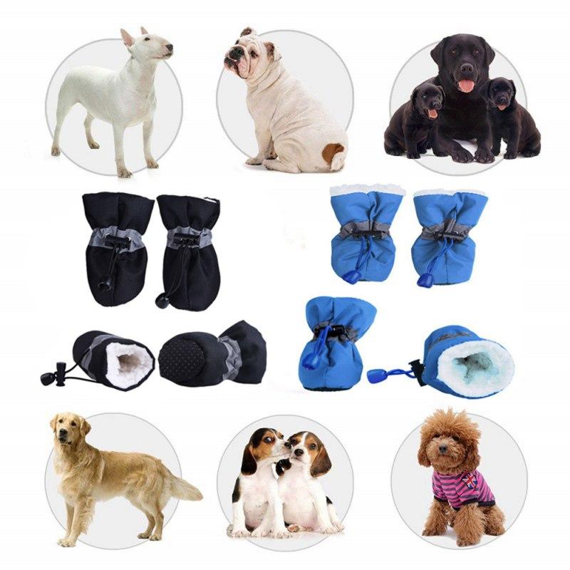 4pcs Pet Dog Waterproof Shoes Antiskid Puppy Dog Shoes Pet Protection Soft-soled Pet Dog Shoes Winter Pet Paw Care Supplies