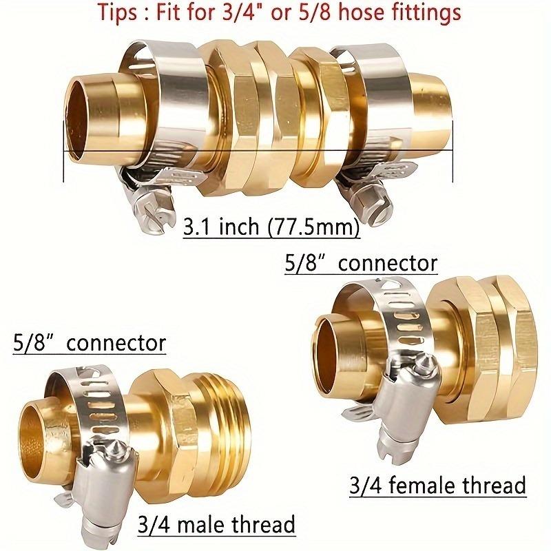 3/4-5/8 Garden Hose Service Connector with Clamp Suitable for 3/4 or 5/8 Garden Hose Fittings Durable Service Connector