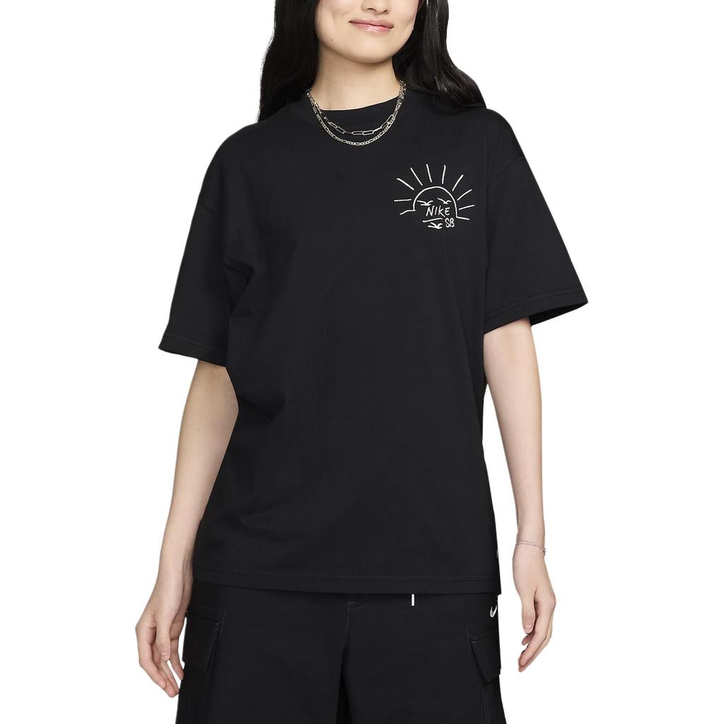 Nike Logo Embroidered Round Neck Casual Short Sleeve T-Shirt Unisex T-Shirt Black FZ5282-010