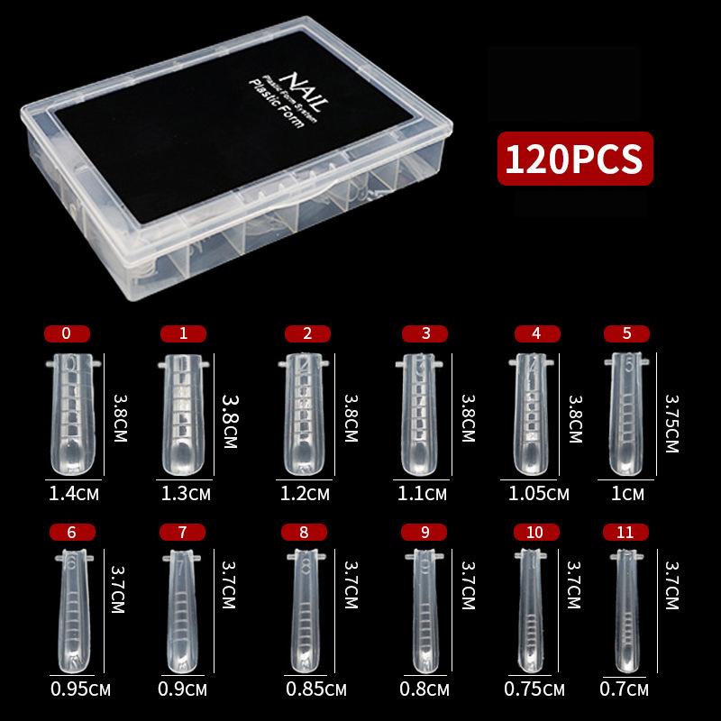 120Pcs Box-Packed Nail Mold Extension Paperless Tray Extension Nail Plate Ultrathin Reusable Transparent With Scale