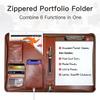 Zippered Padfolio Organizer Leather Planner Binder 10.2 Inch Portfolio Folder for Documents Letter Size Business Card Holder