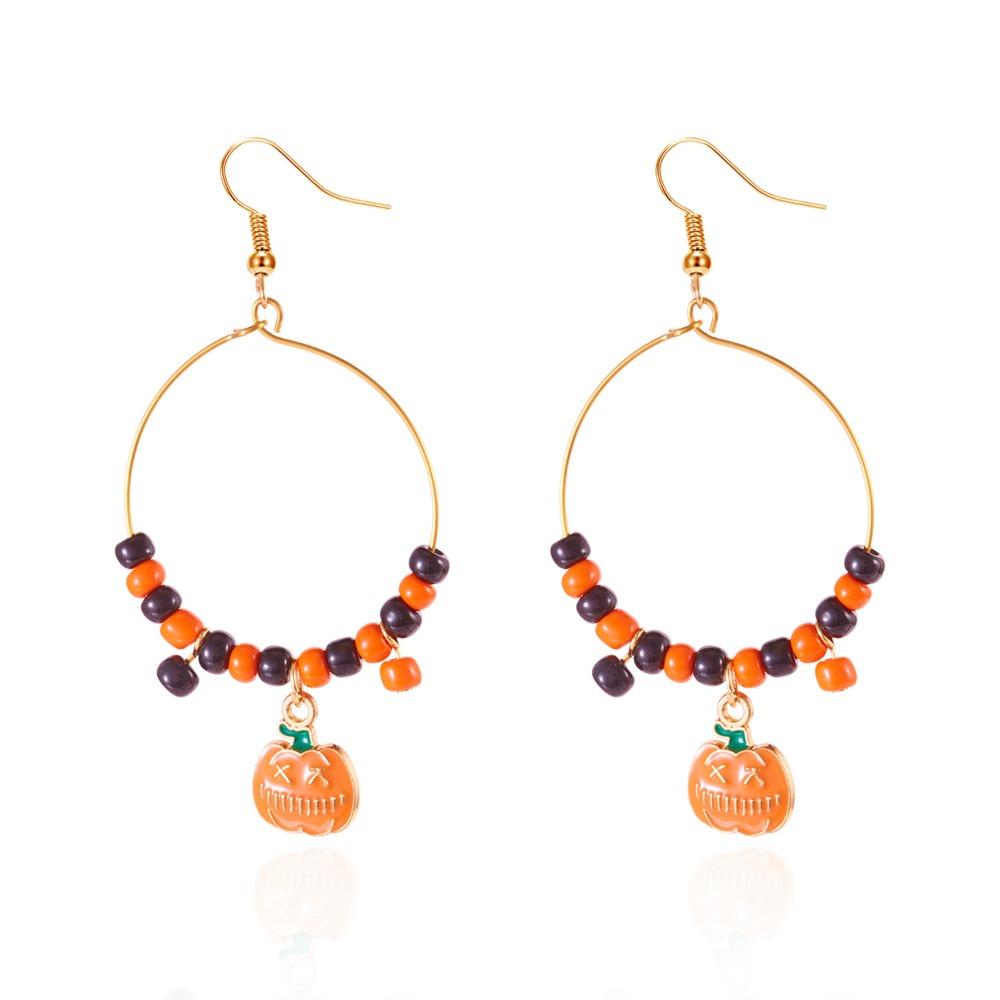 

Circle Pumpkin Hoop Earrings Skull Ghost Dangle Earrings Jewelry Halloween Earrings Women Style D