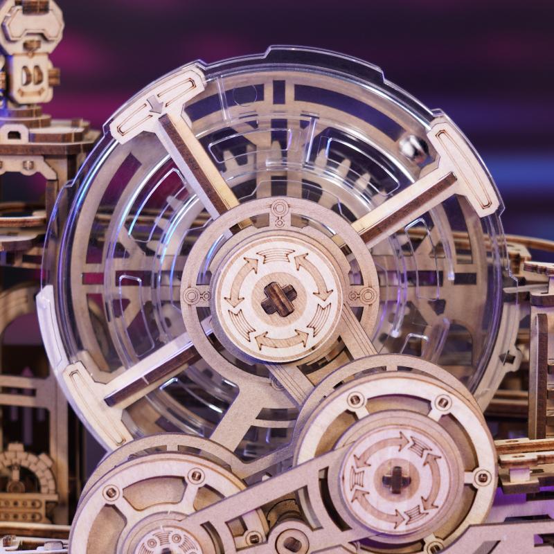 Robotime Rokr Wooden Puzzles 3D Gear Ball Challenge Machine Mechanical Model DIY Pinball Game Model kits for Adult Teens EGC01