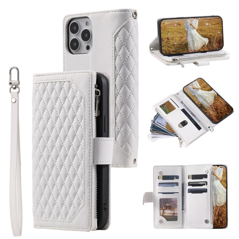 Luxuriöse Lederhülle mit Reißverschluss für iPhone 14 13 12 11 Pro XS Max X XR 7 8 Plus SE 2 3 Kartensteckplatzhalter Crossbody Wallet Handyhülle