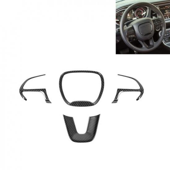 Steering Wheel Cover Trim For Dodge Durango 14+ Challenger Charger 15+ Carbon