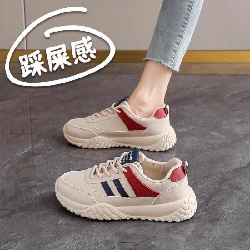 Autumn women's shoes leather sports casual shoes 2 new student board shoes trendy running shoes