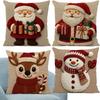 Christmas Cushion Covers Santa Snowmen Elk Home Decor 18x18 Christmas Throw Pillow Cases New Year Pillow Covers for Room Sofa