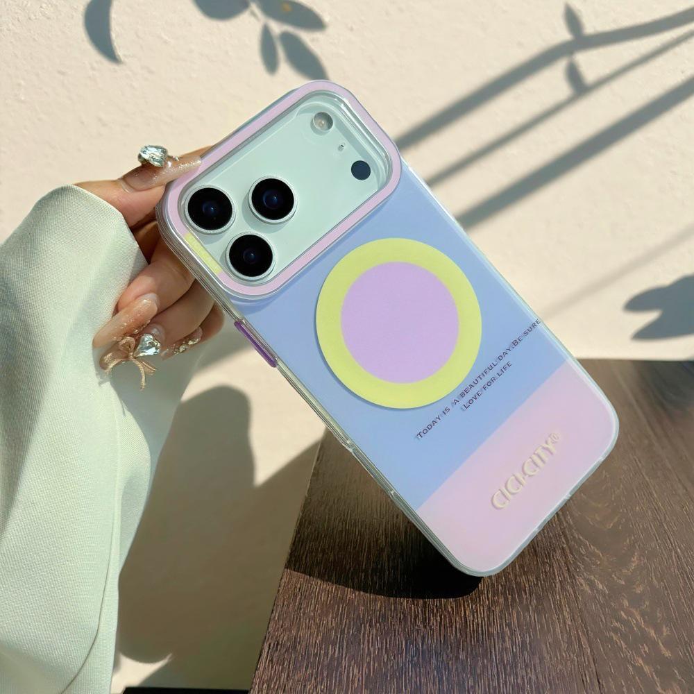 Simple Fresh Magnetic Contrast Color Case for iPhone 17 Pro Max, 16, 15, 14 - New Couple's Model