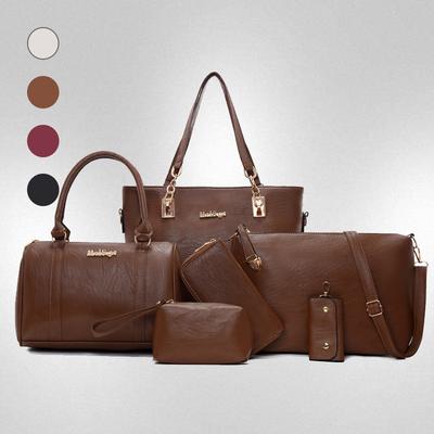 Women's Bag New Fashionable Six-piece Set, Mother and Child Bag Embossed Large-capacity Shoulder Portable Messenger Bag Fashionable
