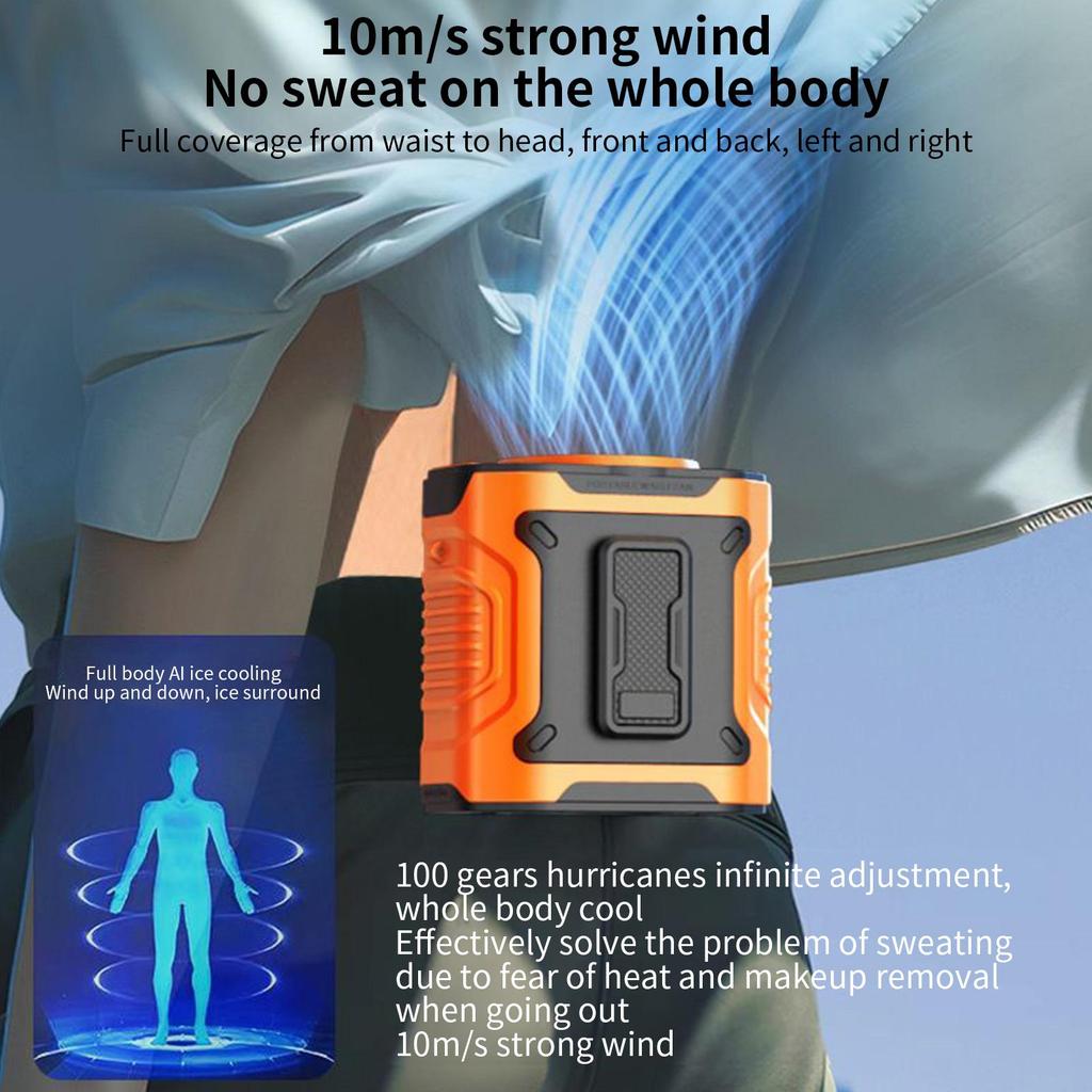 Outdoor waist hanging fan Clip On Rechargeable Fan Small Cooling fan Device Camping Waist Clip Fan with Flashlight 5000mAh