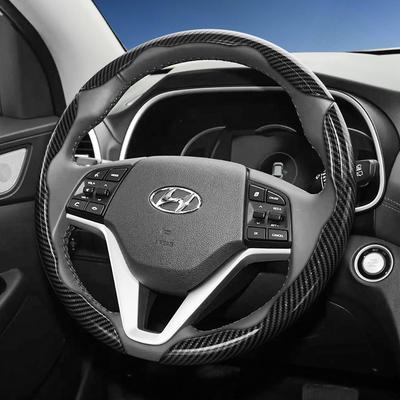 Geschikt voor Hyundai Koolstofvezel Textuur Stuurwielhoes met Gesegmenteerd Snelontgrendelingsontwerp, Duurzaam, voor Tucson Elantra Avante I30 Sedan