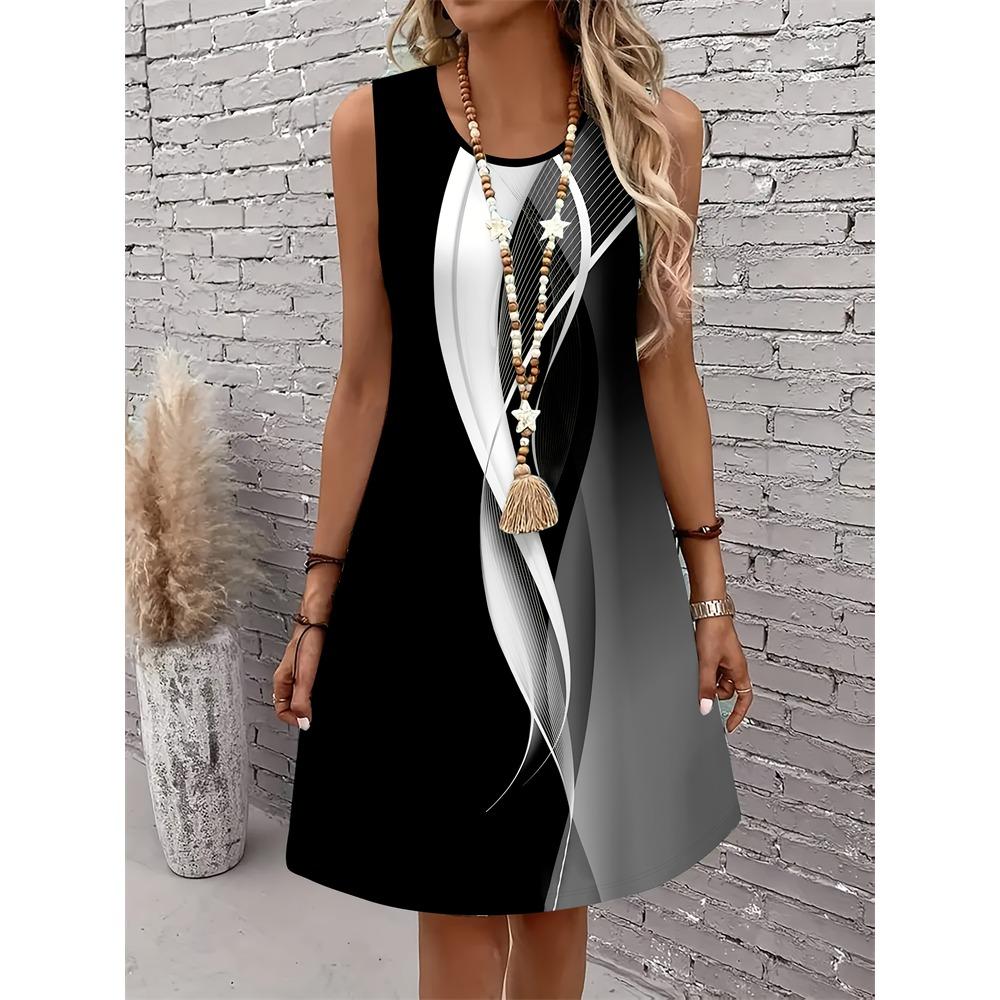 Summer Women's Fashion Cat-Print Dress Sleeveless 3D Animal Print Streetwear Hip-Hop Style Casual Dress Plus Size Dress
