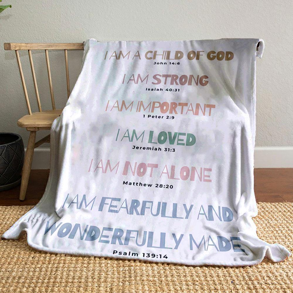 Affirmative Phrases Paired with Bible Verses In Varied Pastel Colors. for All Seasons Blanket Lunch Break Throw Gift
