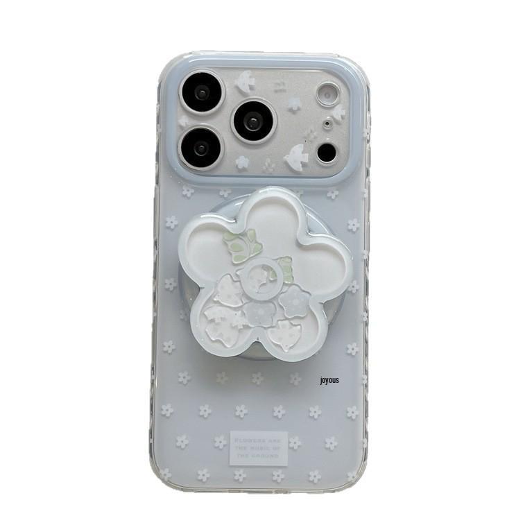 Blue Flower Magnetic Stand for iPhone 17/16 Pro Max/15 Pro Case