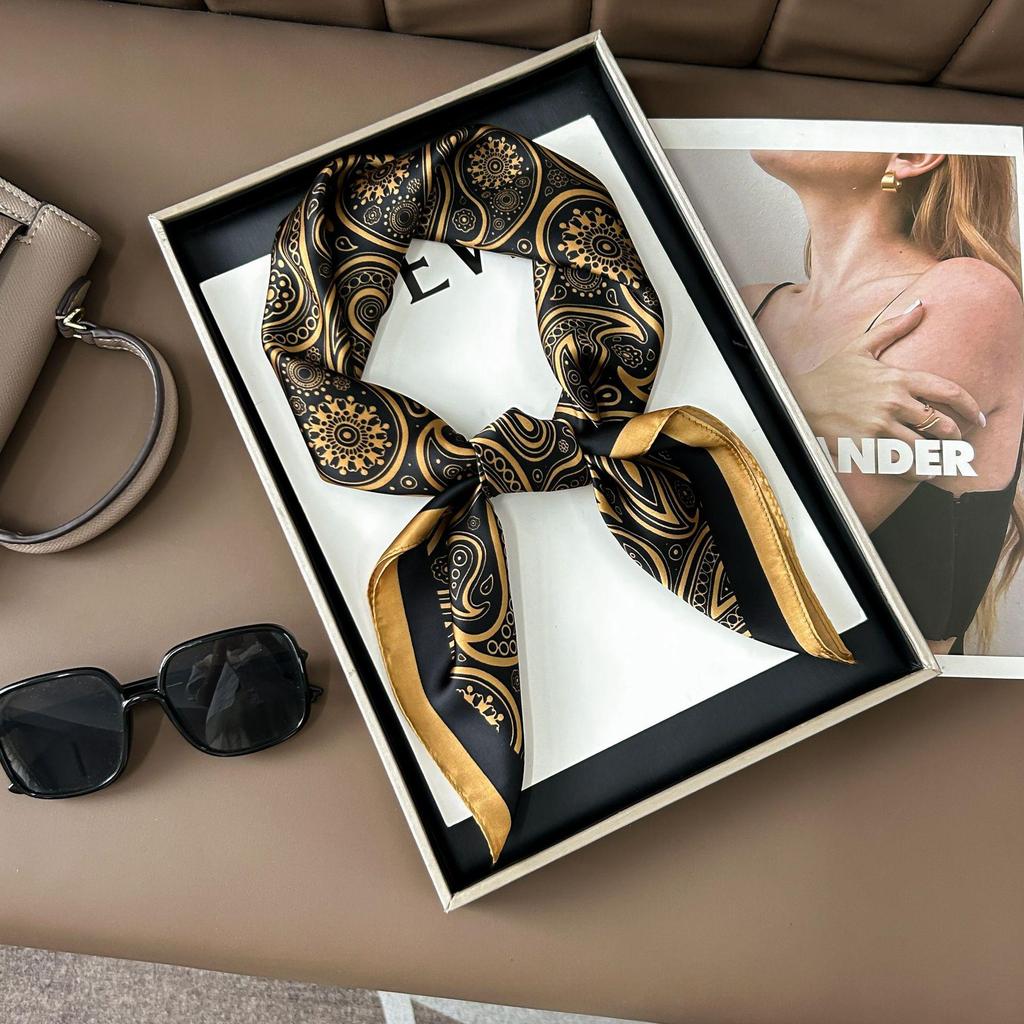 Korean Style High-End Printed Silk Scarf - Versatile Fashion Accessory