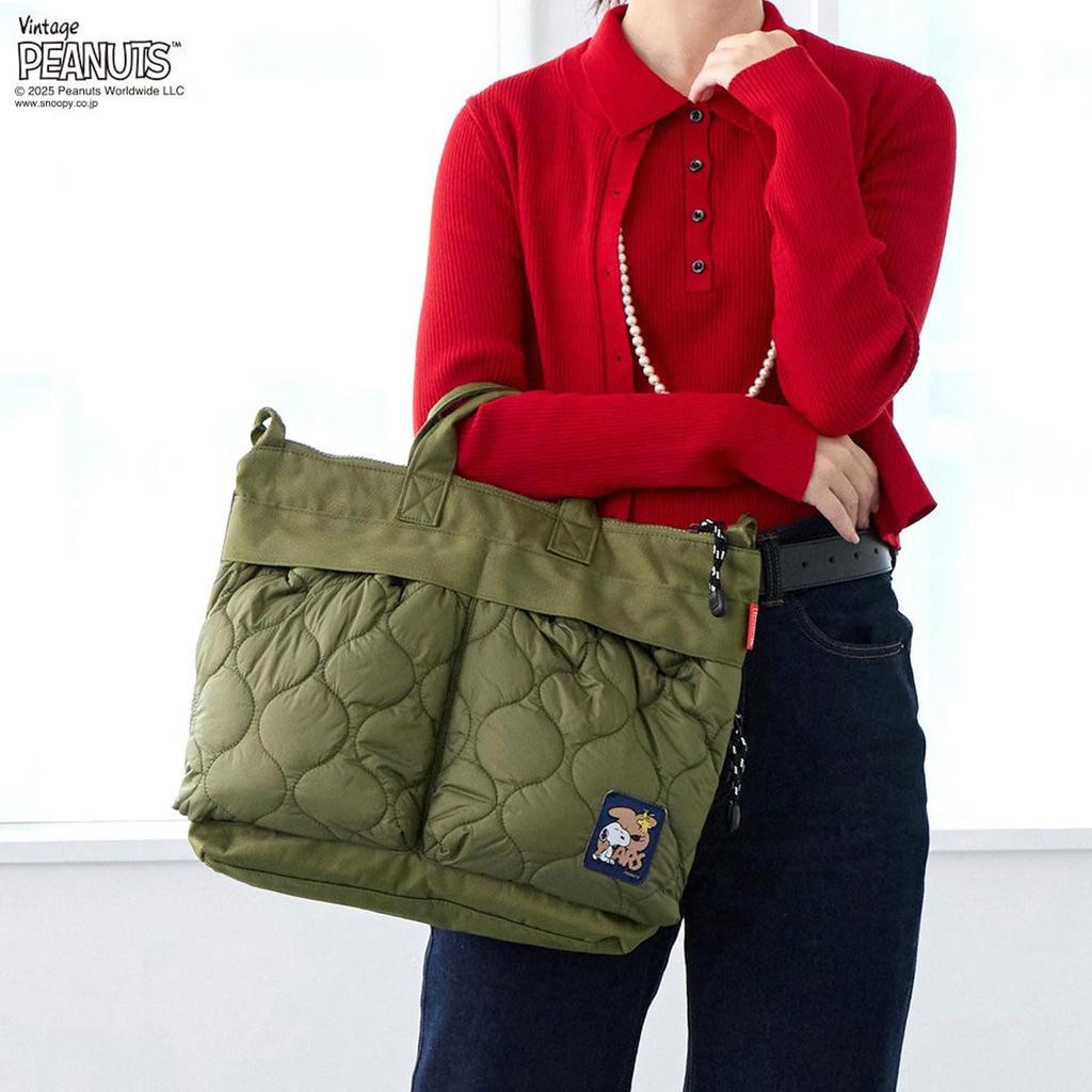 Snoopy A4 Wide 2-Way Shoulder Bag Black PEANUTS 75th Anniversary ROOTOTE SNOOPY