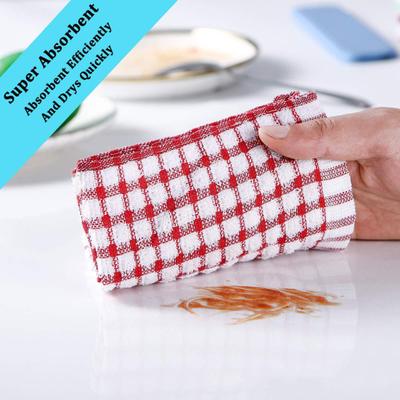 Yousheng 12Pcs Tea Towels Water Absorbent Cotton Dishcloths Vibrant Plaid Colors Lightweight Kitchen Cleaning Towels