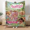 Manta de Fiesta Aventura en el Jardín de Tarta de Fresa con Nombre Personalizado Para Sofá Cama Manta de Felpa Acogedora Suave y Esponjosa Mantas Súper Suaves y Cálidas Para Otoño e Invierno 09